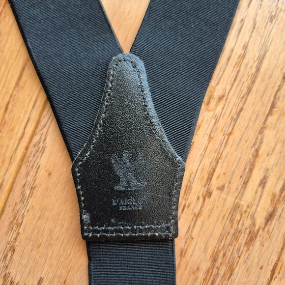 L'Aiglon France Elastic Black Floral Garden Embossed suspenders CAS Germany - Picture 5 of 15